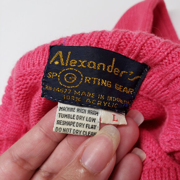 Vintage Alexanders Sporting Sweater Womens Medium Pink Turtleneck Knit Winter - Picture 3 of 13